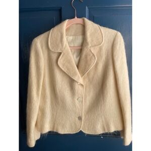 Vintage Doncaster Blazer Jacket 1960s Cream Mohair Wool Blend Off-White